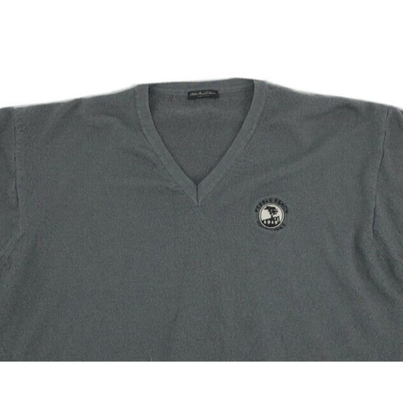 Men's Pebble Beach Collection Long Sleeve V-Neck Sweater Gray Woolmark Golf - Picture 4 of 12